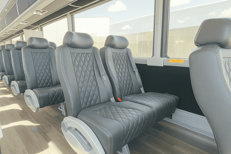 interior of Conroe Minibus Company charter bus