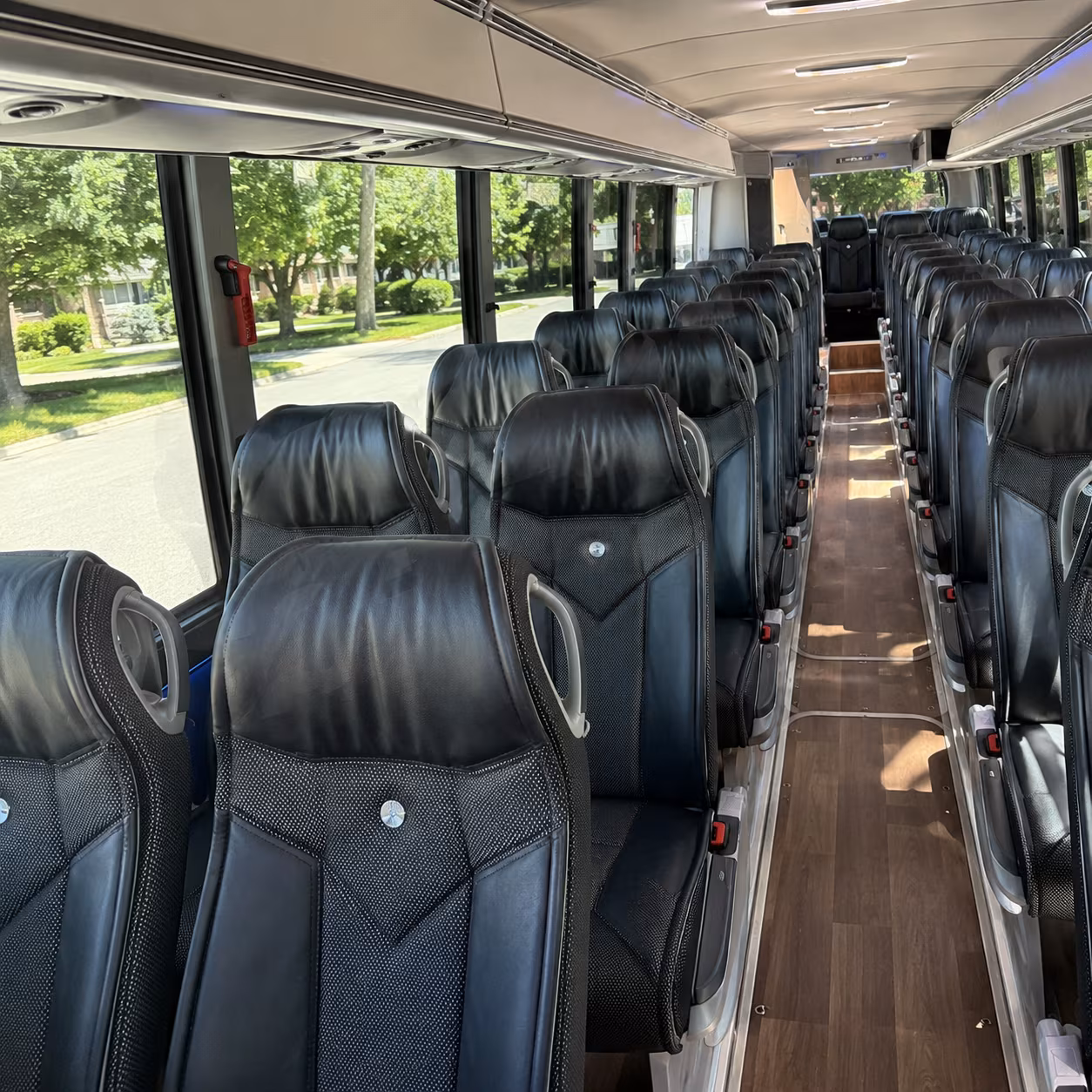 conroe 40 passenger charter bus inside