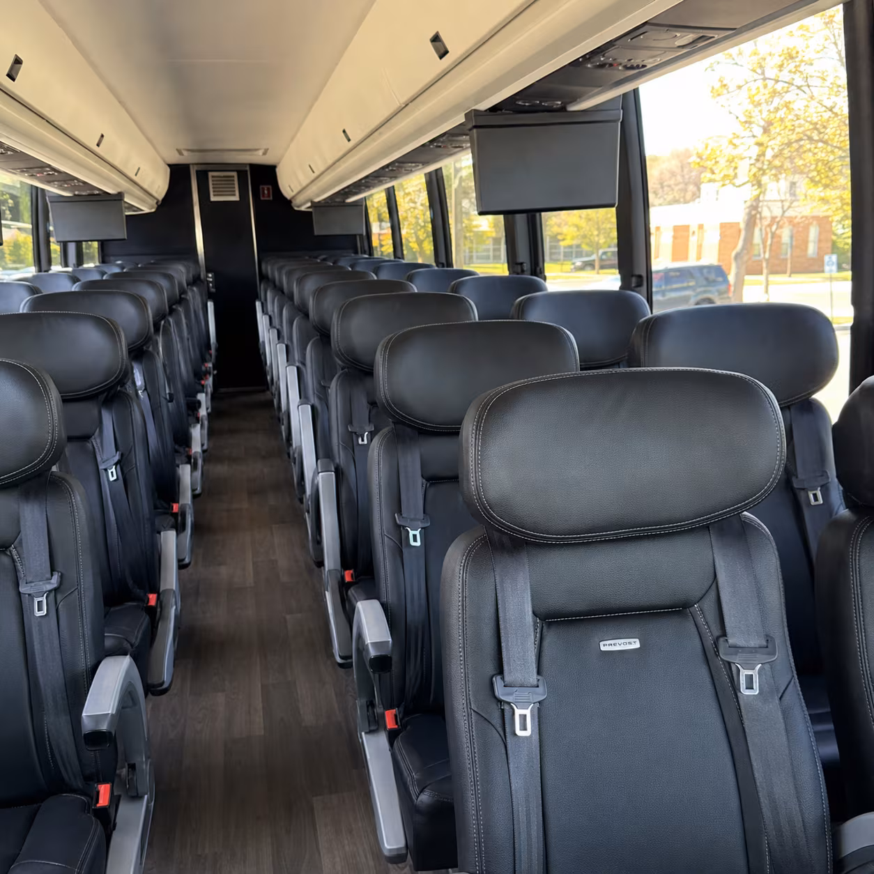 conroe 45 passenger charter bus inside
