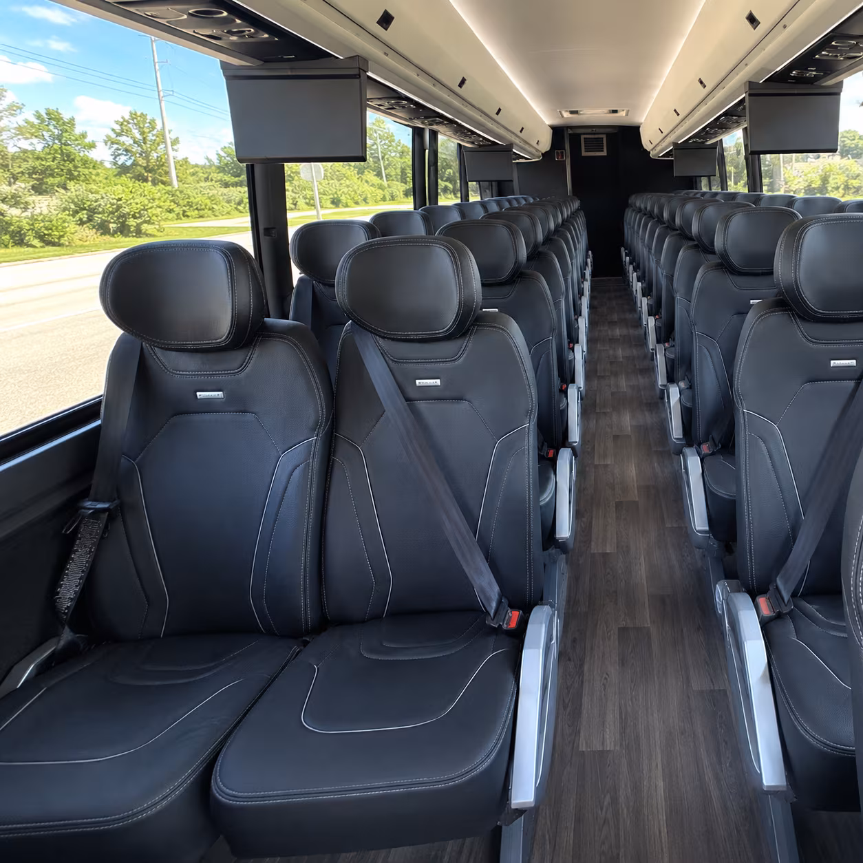 conroe 47 passenger charter bus inside