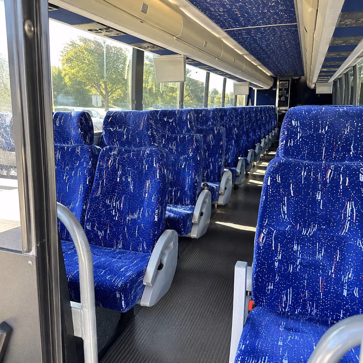 conroe 50 passenger charter bus inside